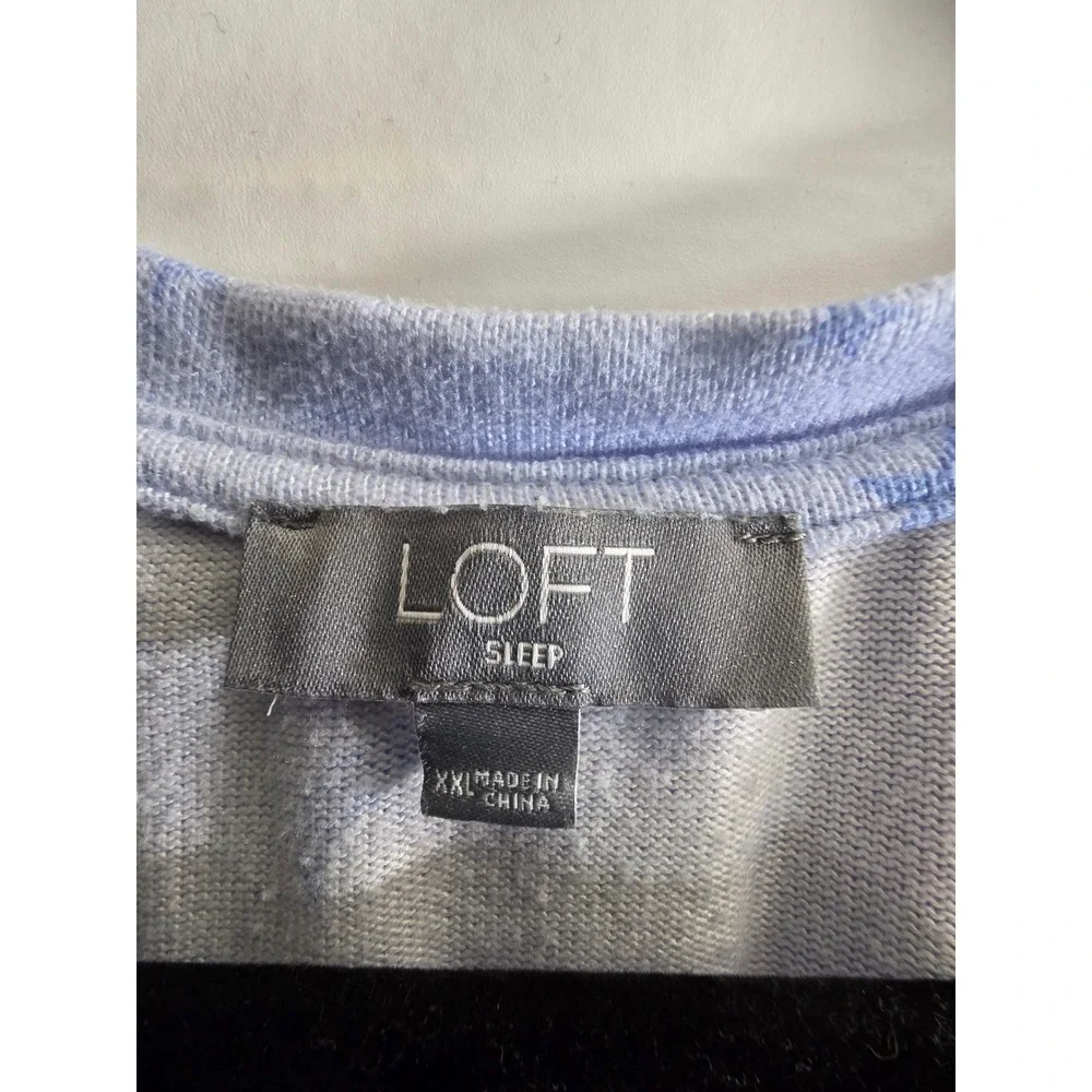 OMG SO SOFT WARM Ann Taylor LOFT Henley Shirt PLus Size 2X Sleep Blue Moon Stars